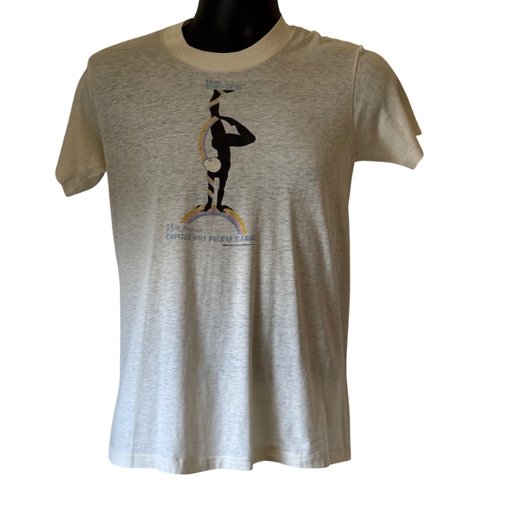 Vintage 1984 Capitol Hill People's Fair T-Shirt Single Stitch Gray 13th Annual